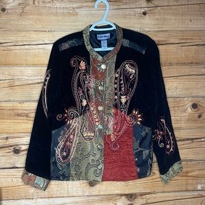 Vintage Julia Kim embroidered jade indigo moon jacket